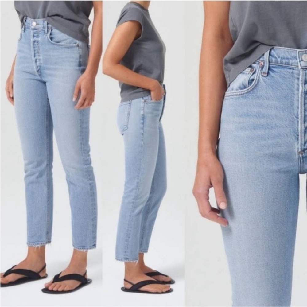 Agolde Riley High Rise Straight Crop Jeans in Dynamic